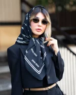 روسری پارچه کرپ اسکالر دور دوخت - تصویر 4