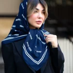 روسری پارچه کرپ اسکالر دور دوخت